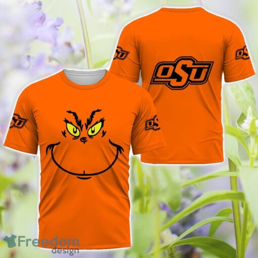 Oklahoma State Cowboys Grinch Face All Over Printed 3D T-Shirt Sweatshirt Hoodie Product Photo 3