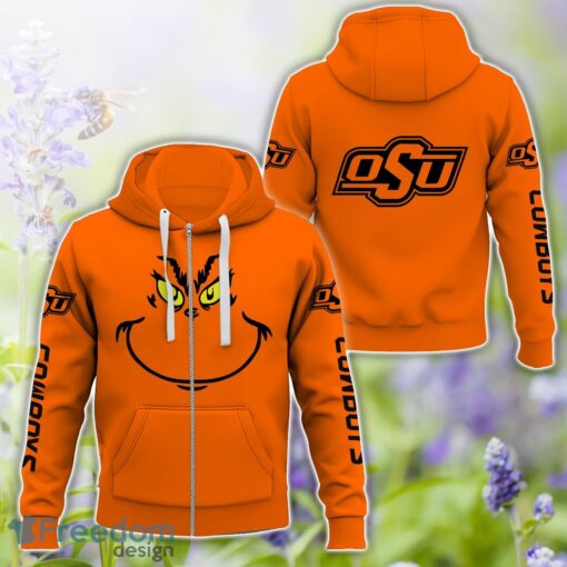 Oklahoma State Cowboys Grinch Face All Over Printed 3D T-Shirt Sweatshirt Hoodie Product Photo 4