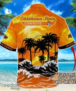 Oklahoma State Cowboys NCAA Hawaiian Shirt Coconut Tree Waves Beach Hawaii Shirt Custom Name For Fans Product Photo 3