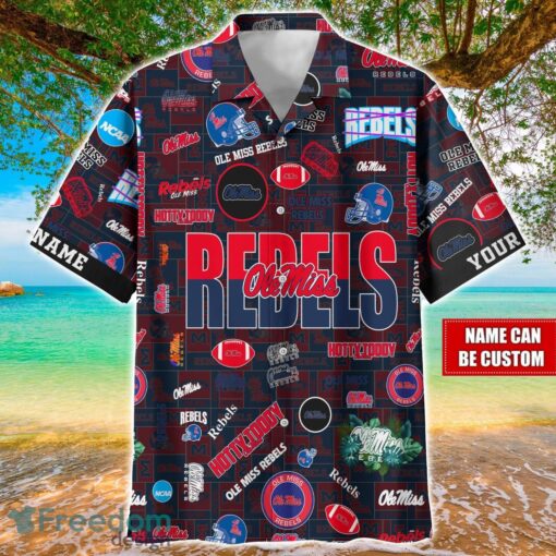 Ole Miss Rebels Logo Hawaiian Shirt For Fans Trending Beach Shirt Custom Name Product Photo 1