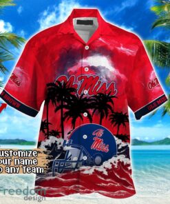 Ole Miss Rebels NCAA Hawaiian Shirt Coconut Tree Waves Beach Hawaii Shirt Custom Name For Fans Product Photo 2