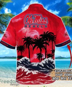 Ole Miss Rebels NCAA Hawaiian Shirt Coconut Tree Waves Beach Hawaii Shirt Custom Name For Fans Product Photo 3