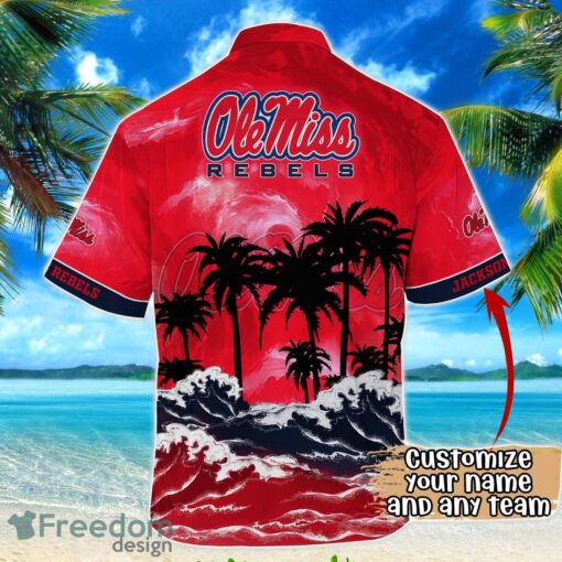 Ole Miss Rebels NCAA Hawaiian Shirt Coconut Tree Waves Beach Hawaii Shirt Custom Name For Fans Product Photo 3