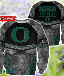 Oregon Ducks Grey Black Hunting AOP T-Shirt Hoodie Sweatshirt Zip Hoodie Custom Name Product Photo 2