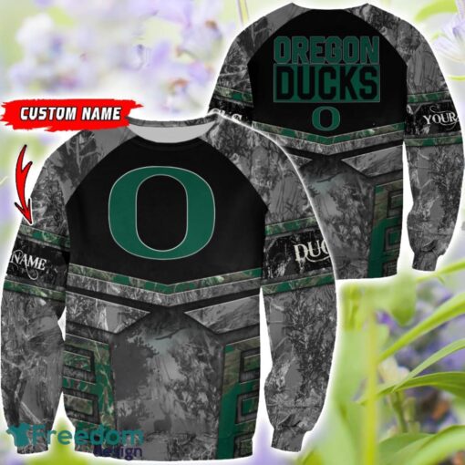 Oregon Ducks Grey Black Hunting AOP T-Shirt Hoodie Sweatshirt Zip Hoodie Custom Name Product Photo 2