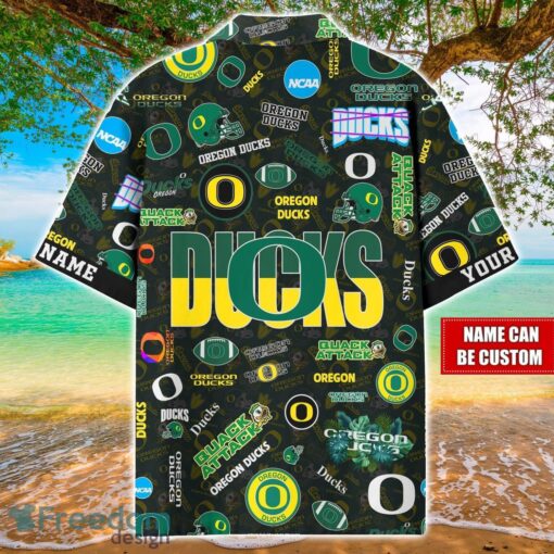 Oregon Ducks Logo Hawaiian Shirt For Fans Trending Beach Shirt Custom Name Product Photo 2