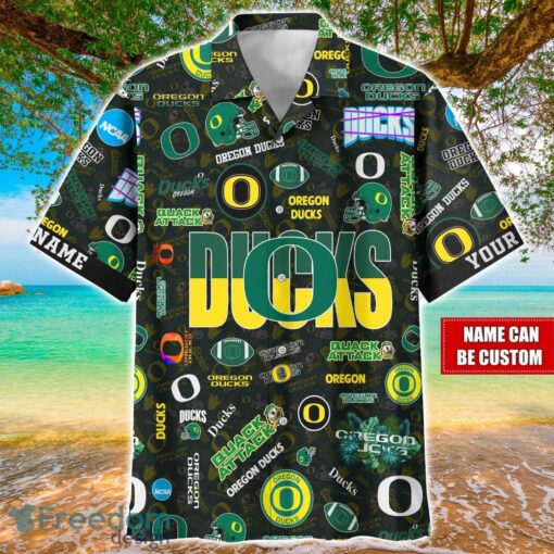 Oregon Ducks Logo Hawaiian Shirt For Fans Trending Beach Shirt Custom Name Product Photo 1