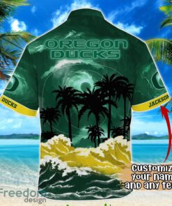 Oregon Ducks NCAA Hawaiian Shirt Coconut Tree Waves Beach Hawaii Shirt Custom Name For Fans Product Photo 3