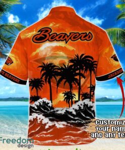 Oregon State Beavers NCAA Hawaiian Shirt Coconut Tree Waves Beach Hawaii Shirt Custom Name For Fans Product Photo 3