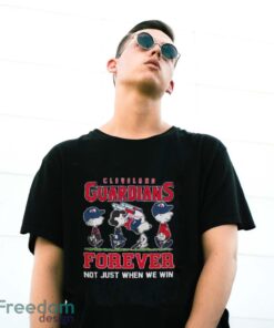 Original Peanuts Characters X Cleveland Guardians Forever Not Just When We Win Logo 2024 T-Shirt - G500 Gildan T-Shirt