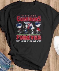 Original Peanuts Characters X Cleveland Guardians Forever Not Just When We Win Logo 2024 T-Shirt