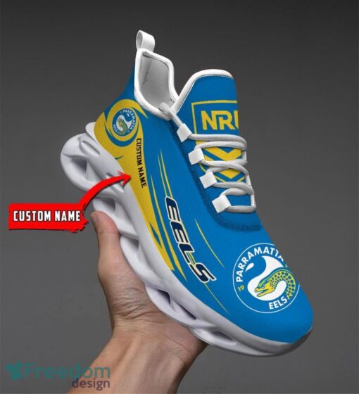 Parramatta Eels NRL Max Soul Shoes Sneakers Sport Gift For Fans Running Shoes Custom Name Product Photo 1