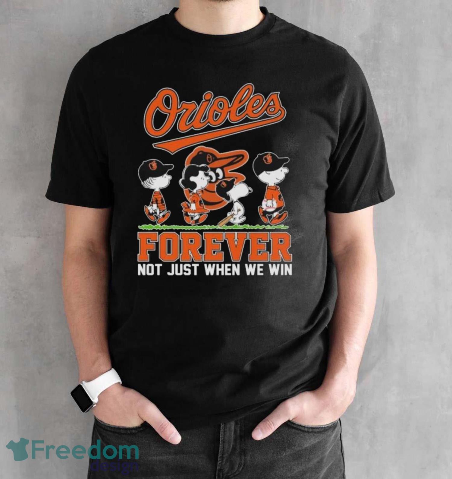 Peanuts Characters Abbey Road Baltimore Orioles Forever Not Just When We Win Shirt image Peanuts Characters Abbey Road Baltimore Orioles Forever Not Just When We Win Shirt - Black Unisex T-Shirt