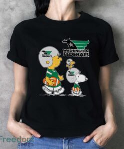 Peanuts Charlie Brown And Snoopy Washington Federals image Peanuts Charlie Brown And Snoopy Washington Federals - Ladies T-Shirt