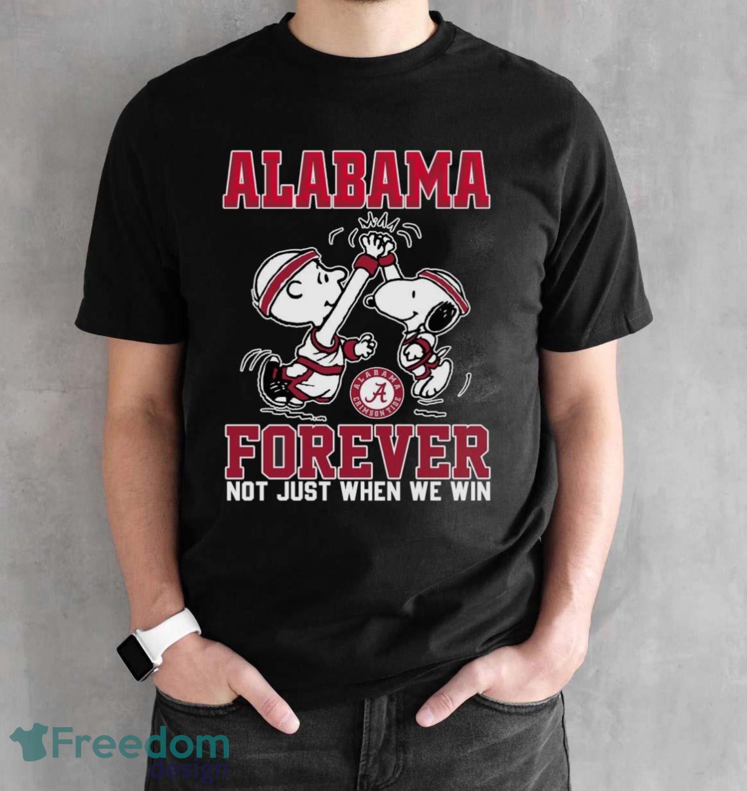 peanuts-snoopy-and-charlie-brown-alabama-high-five-forever-not-just-when-we-win-shirt-1.jpg Peanuts Snoopy And Charlie Brown Alabama High Five Forever Not Just When We Win Shirt - Black Unisex T-Shirt