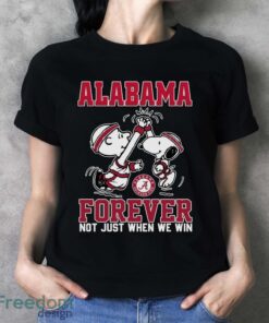 Peanuts Snoopy And Charlie Brown Alabama High Five Forever Not Just When We Win Shirt image Peanuts Snoopy And Charlie Brown Alabama High Five Forever Not Just When We Win Shirt - Ladies T-Shirt