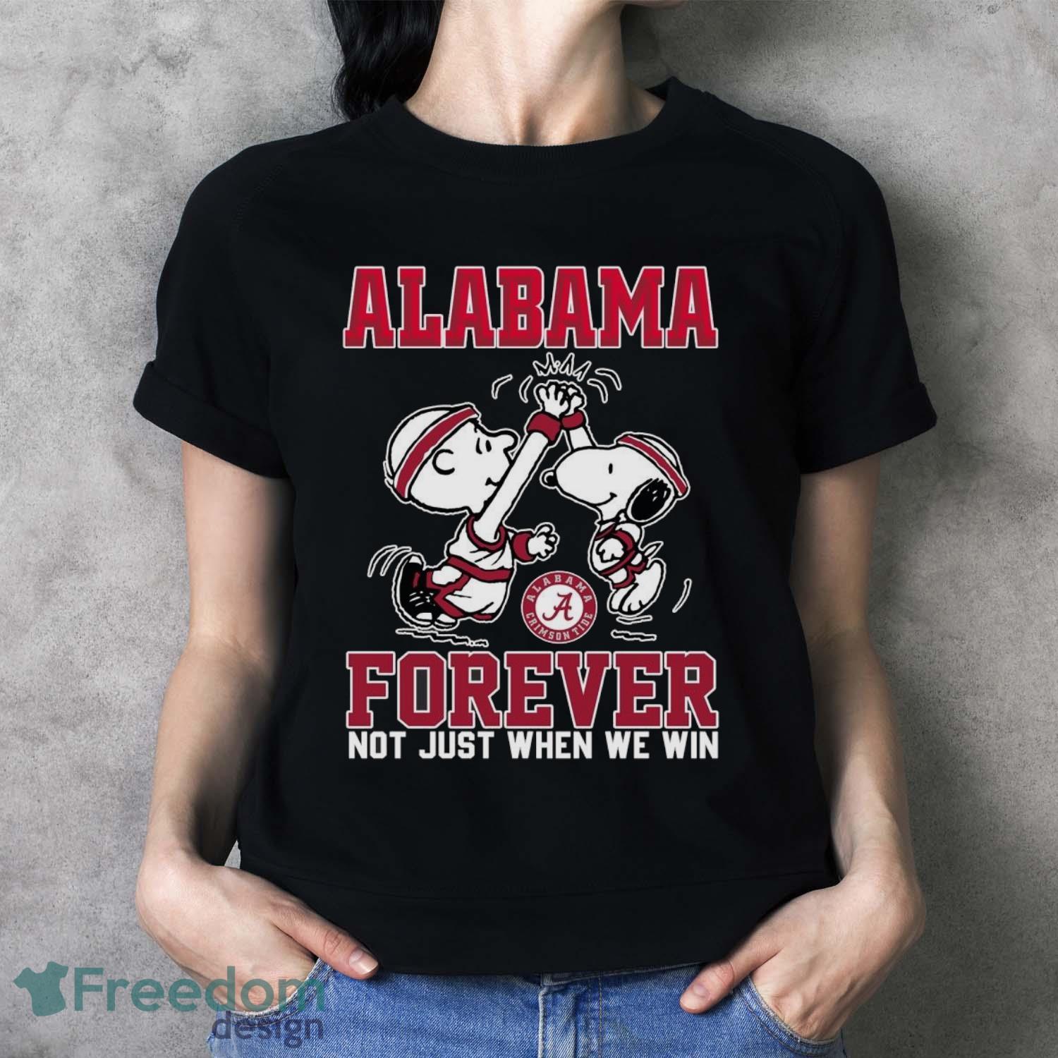 peanuts-snoopy-and-charlie-brown-alabama-high-five-forever-not-just-when-we-win-shirt-3.jpg Peanuts Snoopy And Charlie Brown Alabama High Five Forever Not Just When We Win Shirt - Ladies T-Shirt