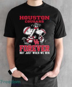 Peanuts Snoopy And Charlie Brown Houston Cougars High Five Forever Not Just When We Win Shirt - Black Unisex T-Shirt