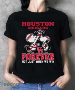 Peanuts Snoopy And Charlie Brown Houston Cougars High Five Forever Not Just When We Win Shirt - Ladies T-Shirt