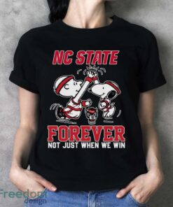 Peanuts Snoopy And Charlie Brown NC State High Five Forever Not Just When We Win Shirt - Ladies T-Shirt