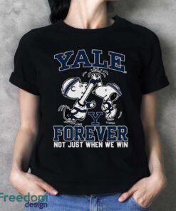 Peanuts Snoopy And Charlie Brown Yale Bulldogs High Five Forever Not Just When We Win Shirt - Ladies T-Shirt