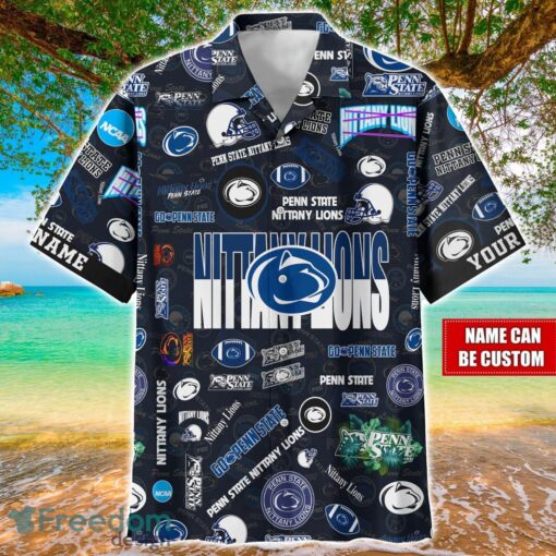 Penn State Nittany Lions Logo Hawaiian Shirt For Fans Trending Beach Shirt Custom Name Product Photo 1