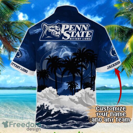 Penn State Nittany Lions NCAA Hawaiian Shirt Coconut Tree Waves Beach Hawaii Shirt Custom Name For Fans Product Photo 3