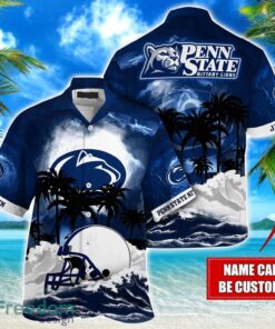 Penn State Nittany Lions NCAA Hawaiian Shirt Coconut Tree Waves Beach Hawaii Shirt Custom Name For Fans