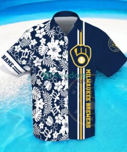 Personalised Milwaukee Brewers Flower Hibiscus Hawaiian Shirt Personalised Milwaukee Brewers Flower Hibiscus Hawaiian Shirt