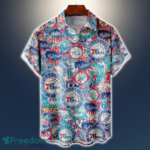 Philadelphia 76ers Logo All Printed 3D Hawaiian Shirt For Fans NBA Hawaiian Shirt Product Photo 1