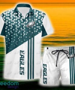 Philadelphia Eagles Triangle Abstract Pattern Hawaii Shirt and Shorts Summer For Beach Fans