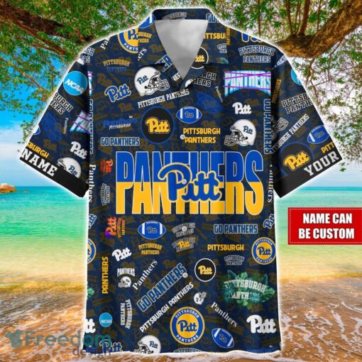 Pittsburgh Panthers Logo Hawaiian Shirt For Fans Trending Beach Shirt Custom Name Product Photo 1