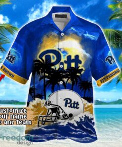 Pittsburgh Panthers NCAA Hawaiian Shirt Coconut Tree Waves Beach Hawaii Shirt Custom Name For Fans Product Photo 2