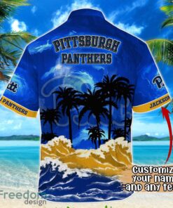 Pittsburgh Panthers NCAA Hawaiian Shirt Coconut Tree Waves Beach Hawaii Shirt Custom Name For Fans Product Photo 3