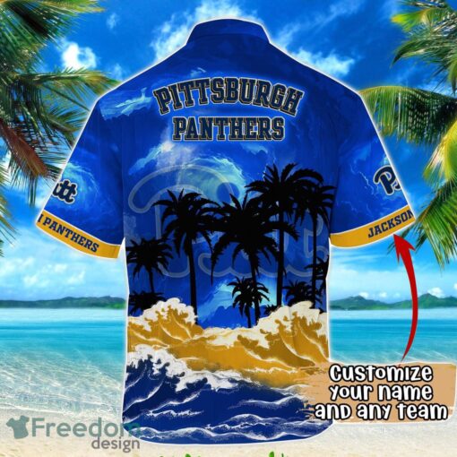 Pittsburgh Panthers NCAA Hawaiian Shirt Coconut Tree Waves Beach Hawaii Shirt Custom Name For Fans Product Photo 3