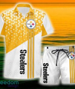 Pittsburgh Steelers Triangle Abstract Pattern Hawaii Shirt and Shorts Summer For Beach Fans