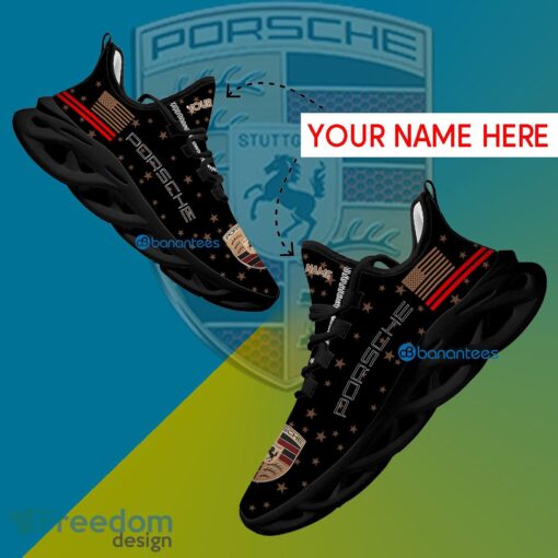 Porsche Car Racing Sport Sneaker Envision Custom Name Gift Max Soul Shoes USA Flag Star New For Fans - Porsche Car Racing Running Shoes New Trending Personalized Photo 1