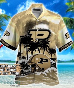 Purdue Boilermakers NCAA Hawaiian Shirt Coconut Tree Waves Beach Hawaii Shirt Custom Name For Fans Product Photo 2