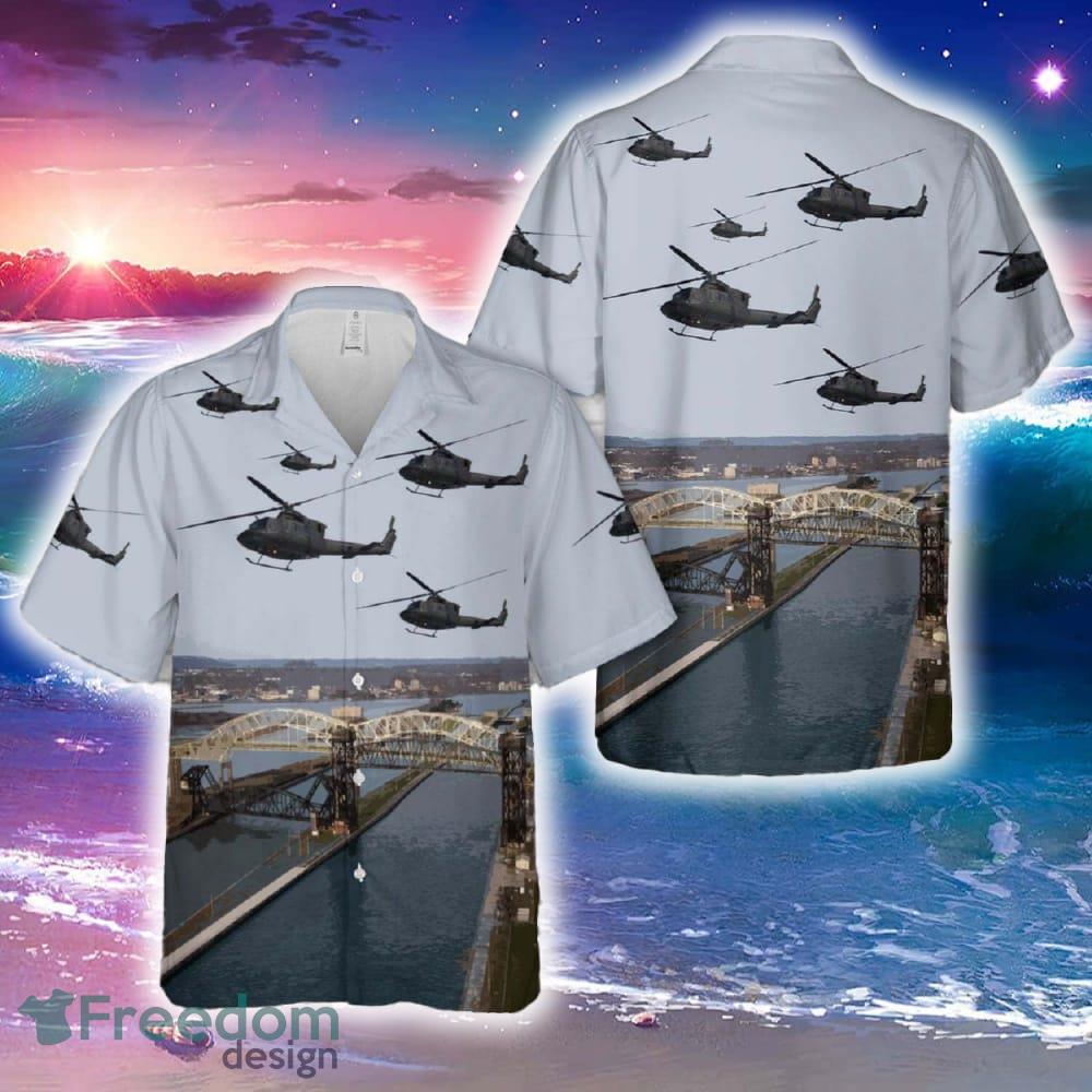 Royal Canadian Air Force Bell CH46 Griffon Over Sault Ste. Marie Ontario Hawaiian Shirt Tropical Summer - Royal Canadian Air Force Bell CH46 Griffon Over Sault Ste. Marie Ontario Hawaiian Shirt Tropical Summer