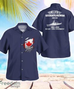 Royal Canadian Navy RCN HMCS Saskatchewan (DDE 262) Mackenzie-class destroyer Summer Hawaiian Shirt Product Photo 1