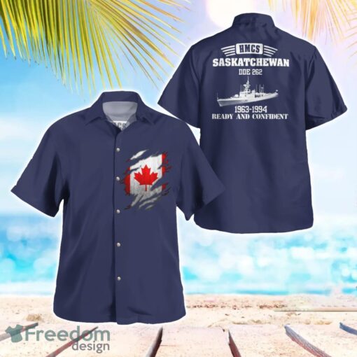 Royal Canadian Navy RCN HMCS Saskatchewan (DDE 262) Mackenzie-class destroyer Summer Hawaiian Shirt Product Photo 1