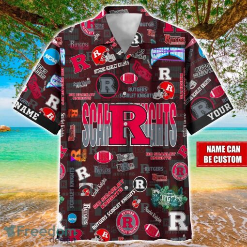 Rutgers Scarlet Knights Logo Hawaiian Shirt For Fans Trending Beach Shirt Custom Name Product Photo 1