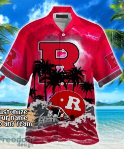 Rutgers Scarlet Knights NCAA Hawaiian Shirt Coconut Tree Waves Beach Hawaii Shirt Custom Name For Fans Product Photo 2