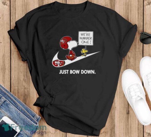 San Francisco 49ers Are Number One – Just Bow Down Snoopy Youth T-Shirt - Black T-Shirt