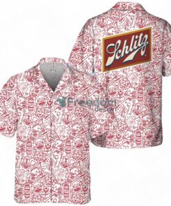 Schlitz Beer Summer Doodle Art Tropical Hawaiian Shirt