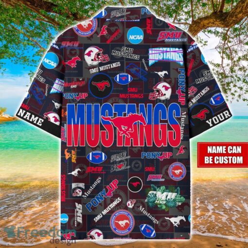 SMU Mustangs Logo Hawaiian Shirt For Fans Trending Beach Shirt Custom Name Product Photo 2