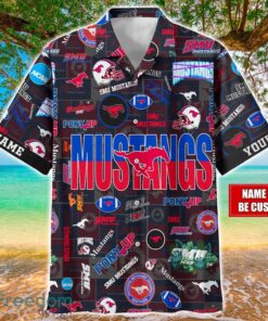 SMU Mustangs Logo Hawaiian Shirt For Fans Trending Beach Shirt Custom Name Product Photo 1