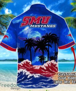 SMU Mustangs NCAA Hawaiian Shirt Coconut Tree Waves Beach Hawaii Shirt Custom Name For Fans Product Photo 3