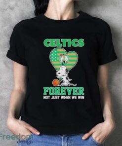 Snoopy Hug Boston Celtics Forever Not Just When We Win Shirt - Ladies T-Shirt