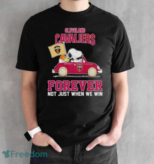 Snoopy Woodstock Cleveland Cavaliers Forever Not Just When We Win Shirt - Black Unisex T-Shirt